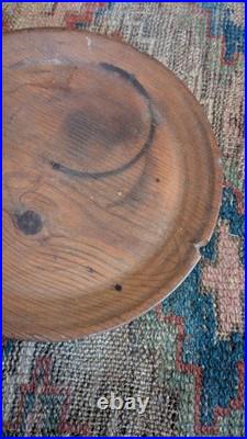 Rare Antique Early Country Primitive Wood Treen American Plate 8.75