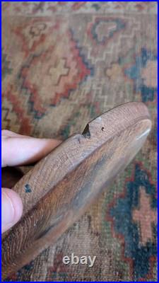 Rare Antique Early Country Primitive Wood Treen American Plate 8.75