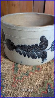 Rare Antique Early Country Stoneware Cobalt Blue Baltimore Cake Crock 9.25