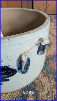 Rare Antique Early Country Stoneware Cobalt Blue Baltimore Cake Crock 9.25