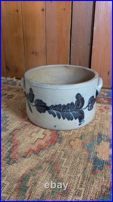 Rare Antique Early Country Stoneware Cobalt Blue Baltimore Cake Crock 9.25