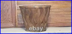 Rare Antique Early Country Wood Basket Orig Patina 11 1/2 H 14 1/4 Top Dia