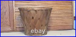 Rare Antique Early Country Wood Basket Orig Patina 11 1/2 H 14 1/4 Top Dia