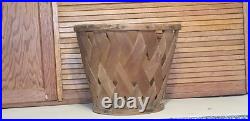 Rare Antique Early Country Wood Basket Orig Patina 11 1/2 H 14 1/4 Top Dia