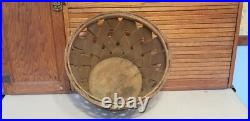 Rare Antique Early Country Wood Basket Orig Patina 11 1/2 H 14 1/4 Top Dia