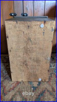 Rare Antique Early Country Wood Mini Blanket Chest Old Blue Paint SqN 18 Signed