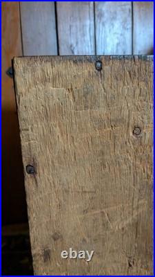 Rare Antique Early Country Wood Mini Blanket Chest Old Blue Paint SqN 18 Signed