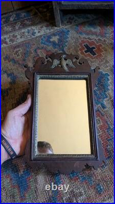 Rare Antique Early Country Wood Salesman Federal Eagle Shaving Glass Mirror 11