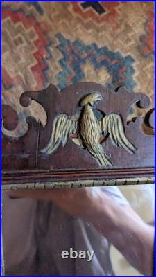 Rare Antique Early Country Wood Salesman Federal Eagle Shaving Glass Mirror 11