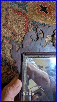 Rare Antique Early Country Wood Salesman Federal Eagle Shaving Glass Mirror 11