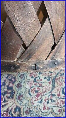 Rare Antique Early Country Wood Shaker Apple Basket Orig Red Paint Sq. N 11.5