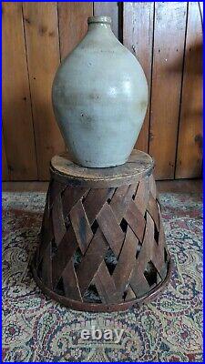 Rare Antique Early Country Wood Shaker Apple Basket Orig Red Paint Sq. N 11.5