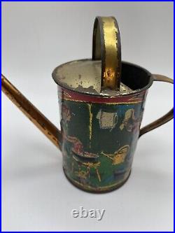 Rare Antique Early Embossed Tin Litho Child's Watering Tin Can