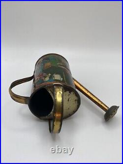 Rare Antique Early Embossed Tin Litho Child's Watering Tin Can