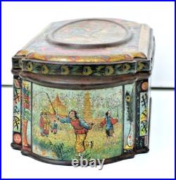 Rare Antique Early Huntley & Palmers Orient Biscuit Tin Box 1887 Dragons Ships