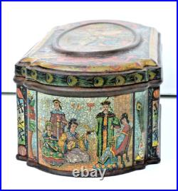 Rare Antique Early Huntley & Palmers Orient Biscuit Tin Box 1887 Dragons Ships