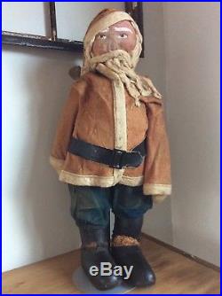 Rare Antique Early Large 25 Tall Santa Claus All Original W / Stand Collectible