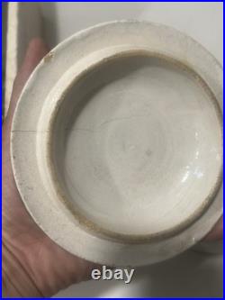 Rare Antique Early McCoy Pottery Deer & Indian Butter Crock with Lid Hard To Find