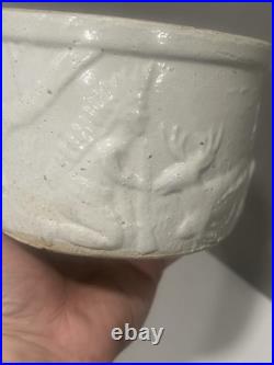 Rare Antique Early McCoy Pottery Deer & Indian Butter Crock with Lid Hard To Find