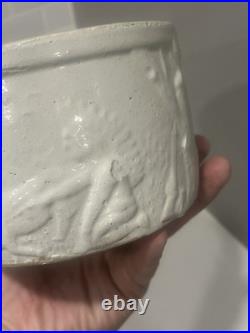 Rare Antique Early McCoy Pottery Deer & Indian Butter Crock with Lid Hard To Find