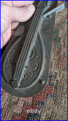 Rare Antique Early Metal Tin German Guitar Chocolate Mold 8.25 Signed Rare Antique Early Metal Tin German Guitar Chocolate Mold 8.25 Signed
