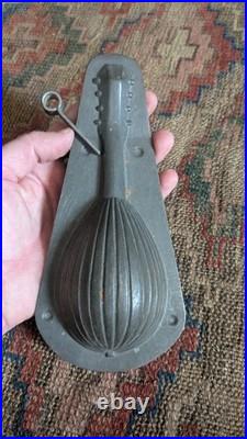 Rare Antique Early Metal Tin German Guitar Chocolate Mold 8.25 Signed