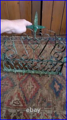 Rare Antique Early Metal Tin PA Heart 6 Hook Utensil Rack Holder Green Paint 17