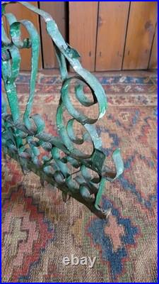 Rare Antique Early Metal Tin PA Heart 6 Hook Utensil Rack Holder Green Paint 17