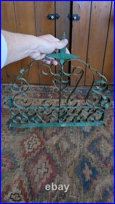 Rare Antique Early Metal Tin PA Heart 6 Hook Utensil Rack Holder Green Paint 17
