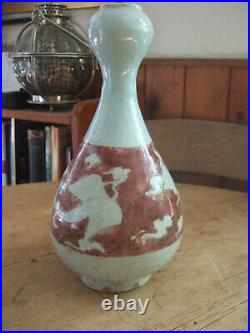 Rare Antique Early Ming Dynasty White Porcelain Garlic Top Vase From Shipwreck