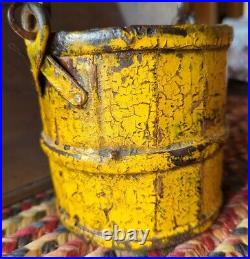 Rare Antique Early Miniature 4.75 Original Wood Forged Iron Handle Bucket/Pail