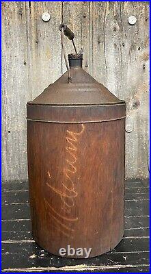 Rare Antique Early Model T FORD Underhay Motor Oil Wood Wrapped 5 Gal Can BOSTON