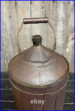 Rare Antique Early Model T FORD Underhay Motor Oil Wood Wrapped 5 Gal Can BOSTON