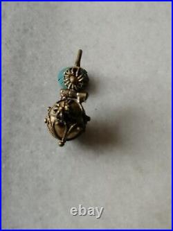 Rare Antique Early Pre/Georgian Silver, Gold-plated Ball Earring Rare Antique Early Pre/Georgian Silver, Gold-plated Ball Earring