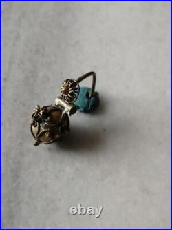 Rare Antique Early Pre/Georgian Silver, Gold-plated Ball Earring Rare Antique Early Pre/Georgian Silver, Gold-plated Ball Earring