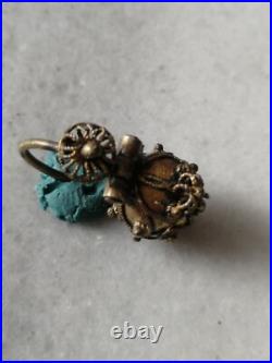 Rare Antique Early Pre/Georgian Silver, Gold-plated Ball Earring Rare Antique Early Pre/Georgian Silver, Gold-plated Ball Earring