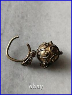 Rare Antique Early Pre/Georgian Silver, Gold-plated Ball Earring Rare Antique Early Pre/Georgian Silver, Gold-plated Ball Earring