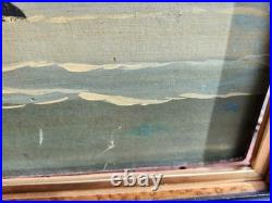 Rare Antique Early Primitive 1800's Pierhead Portrait Schooner Nautical Folk Art