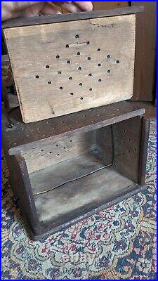 Rare Antique Early Primitive Country Wood Footwarmer Sq. Nails 10 Patina