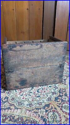 Rare Antique Early Primitive Country Wood Footwarmer Sq. Nails 10 Patina