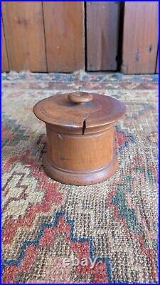 Rare Antique Early Primitive Country Wood Treen Storage Jar Dated 1854 Rare Antique Early Primitive Country Wood Treen Storage Jar Dated 1854