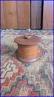 Rare Antique Early Primitive Country Wood Treen Storage Jar Dated 1854 Rare Antique Early Primitive Country Wood Treen Storage Jar Dated 1854