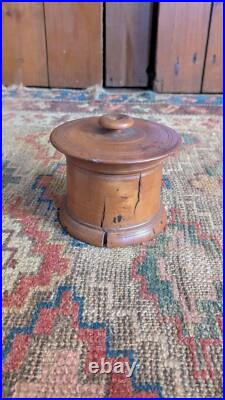 Rare Antique Early Primitive Country Wood Treen Storage Jar Dated 1854 Rare Antique Early Primitive Country Wood Treen Storage Jar Dated 1854