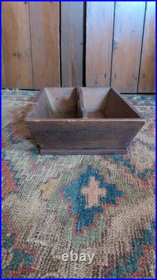 Rare Antique Early Primitive Handmade Wood Heart Tote Cutlery Carrier 13 Dated