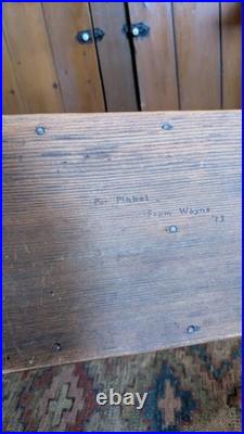 Rare Antique Early Primitive Handmade Wood Heart Tote Cutlery Carrier 13 Dated