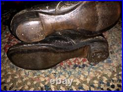 Rare Antique Early Primitive Leather High Scalloped Top Button Childs Shoes 6.5