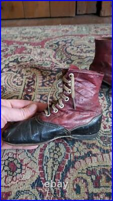 Rare Antique Early Primitive Leather Red Childs Laced High Top Shoes 6.5 Rare Antique Early Primitive Leather Red Childs Laced High Top Shoes 6.5