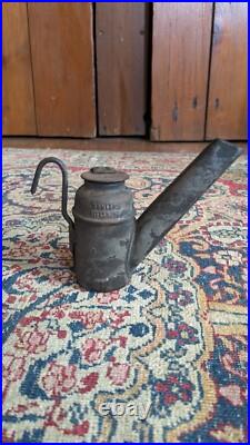 Rare Antique Early Primitive Metal Large Miners Oil Lamp Dunlap Pittsburgh 5