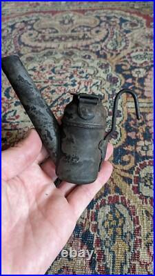 Rare Antique Early Primitive Metal Large Miners Oil Lamp Dunlap Pittsburgh 5