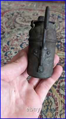 Rare Antique Early Primitive Metal Large Miners Oil Lamp Dunlap Pittsburgh 5